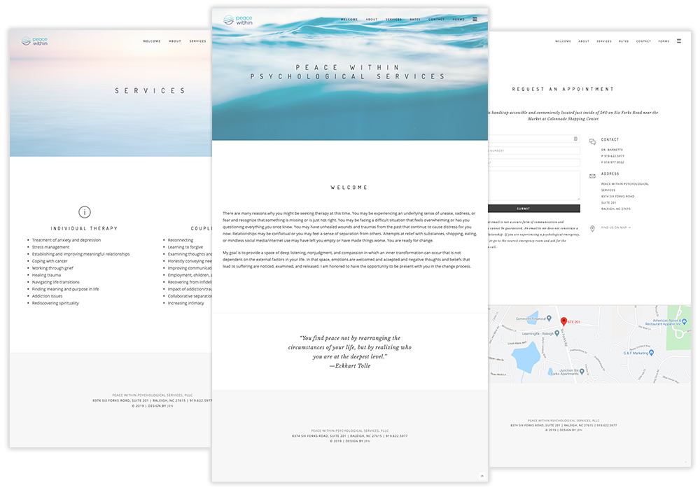 Peace Within Responsive Website Page Layouts