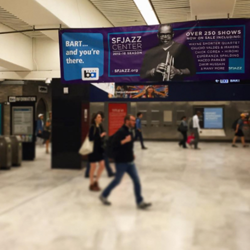 SFJAZZ Season 4 Outdoor Bart Banner Installed