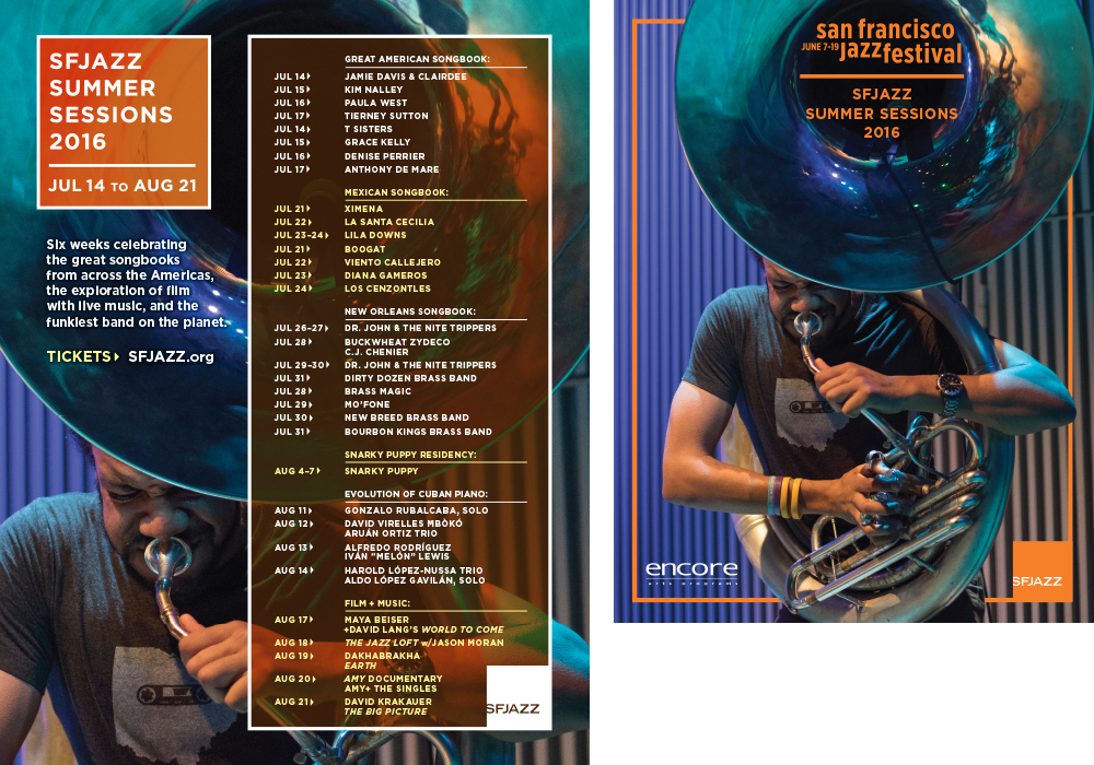 SFJAZZ Summer Sessions 16 Magazine Ad & Program Book