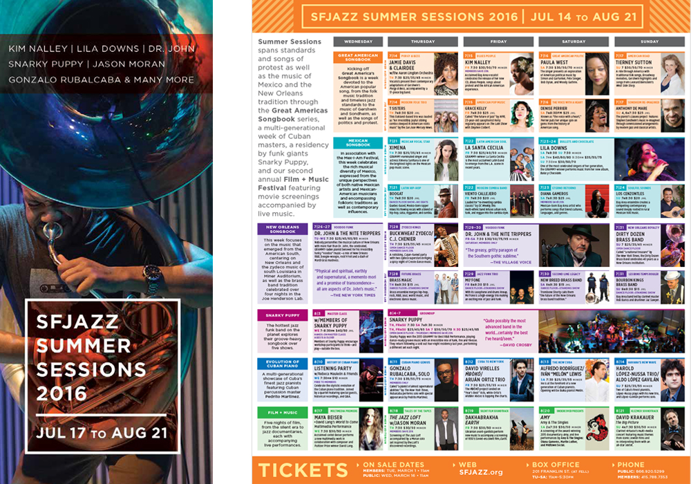 SFJAZZ Summer Sessions 16 Brochure Interior