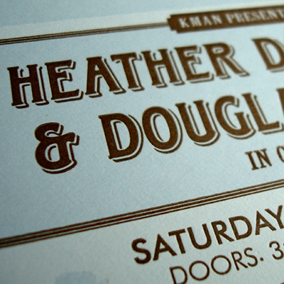 Custom Designed Letterpress Concert Ticket Weddding Invitation