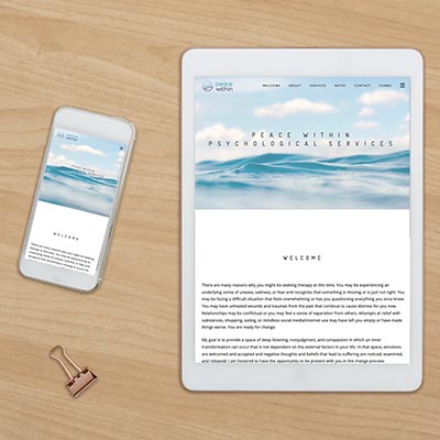 Peace Within Psychologial Services Displayed on Laptop and Mobile Devices
